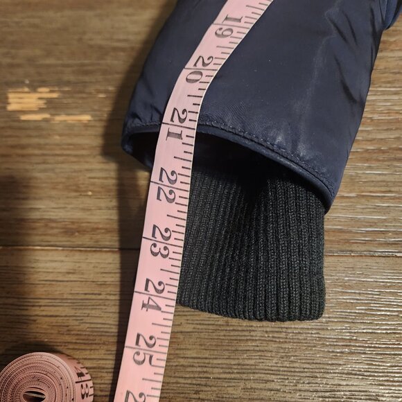 1 Madison Down-Filled Faux Fur Hooded Parka Jacket Navy signs of wear XS - Picture 9 of 16